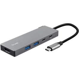 Trust Hub 5 puertos USB-C Dályx Gris 2xUSB 1xHDMI 2xUSB-C